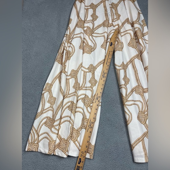 Lizette Collection Women’s Size L Elegant Cream and Gold Wide-Leg Pants - Picture 9 of 10
